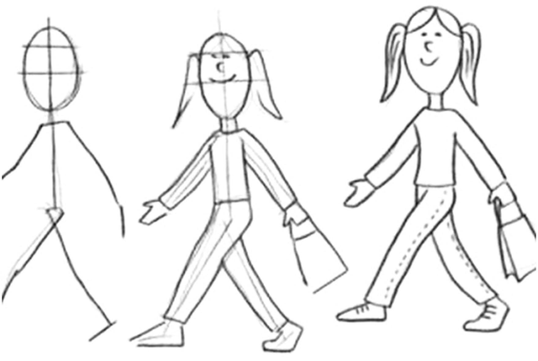 Как нарисовать человека поэтапно легко для начинающих. Схема рисования человека для детей. Рисование человечков в движении. Рисунок человека поэтапно для детей. Поэтапное рисование человека в подготовительной группе.